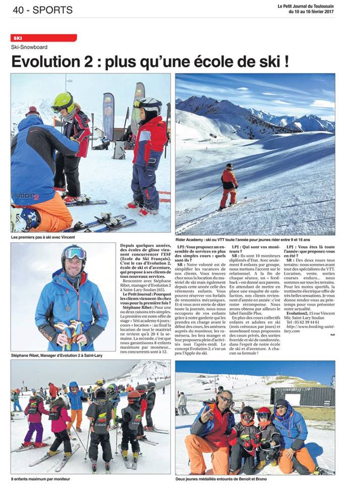 Le "Petit Journal" parle de l'école de ski Saint Lary Evolution 2